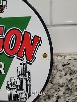 Vintage Paragon Porcelain Sign Motor Oil Producing Refinery Trucking Advertising