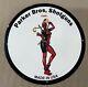 Vintage Parker Bros Shotgun Lady Deadpool Pinup Girl Porcelain Gas Oil Ammo Sign