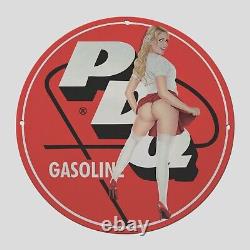 Vintage Pdq Gasoline 1977 Oil Porcelain Gas Pump Sign