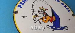Vintage Penn Fishing Reels Goofy Porcelain Tackle Rods Saltwater Gas Pump Sign