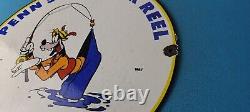 Vintage Penn Fishing Reels Goofy Porcelain Tackle Rods Saltwater Gas Pump Sign