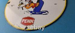 Vintage Penn Fishing Reels Goofy Porcelain Tackle Rods Saltwater Gas Pump Sign