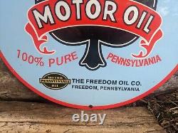 Vintage Penn Trump Motor Oil Porcelain Enamel Gas Pump Sign Pure Penn 12