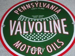Vintage Pennsylvania 100% Pure Since 1873 Valvoline Oil Porcelain Metal Gas Sign
