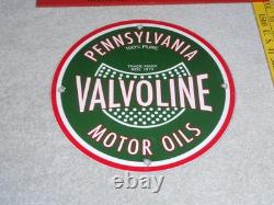 Vintage Pennsylvania 100% Pure Since 1873 Valvoline Oil Porcelain Metal Gas Sign