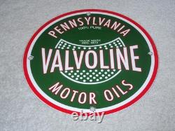 Vintage Pennsylvania 100% Pure Since 1873 Valvoline Oil Porcelain Metal Gas Sign