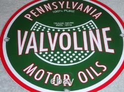 Vintage Pennsylvania 100% Pure Since 1873 Valvoline Oil Porcelain Metal Gas Sign