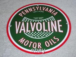 Vintage Pennsylvania 100% Pure Since 1873 Valvoline Oil Porcelain Metal Gas Sign