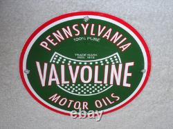 Vintage Pennsylvania 100% Pure Since 1873 Valvoline Oil Porcelain Metal Gas Sign