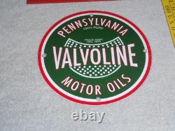 Vintage Pennsylvania 100% Pure Since 1873 Valvoline Oil Porcelain Metal Gas Sign