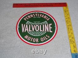 Vintage Pennsylvania 100% Pure Since 1873 Valvoline Oil Porcelain Metal Gas Sign