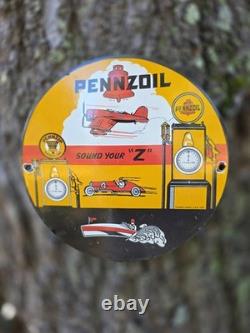 Vintage Pennzoil Gasoline Porcelain Sign Sound Your Z 10 Inch