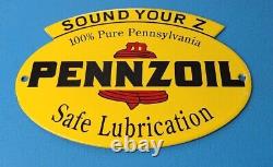 Vintage Pennzoil Gasoline Porcelain Sound Z Lube Oil Service Station Pump Sign