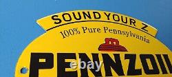 Vintage Pennzoil Gasoline Porcelain Sound Z Lube Oil Service Station Pump Sign