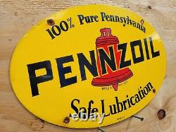 Vintage Pennzoil Porcelain Sign Gas Station Motor Oil Garage Service Man Cave