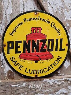 Vintage Pennzoil Porcelain Sign Lubrication Service Station Oil Garage Gasoline