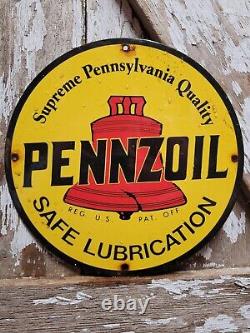 Vintage Pennzoil Porcelain Sign Lubrication Service Station Oil Garage Gasoline