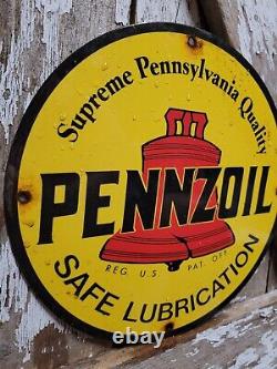 Vintage Pennzoil Porcelain Sign Lubrication Service Station Oil Garage Gasoline