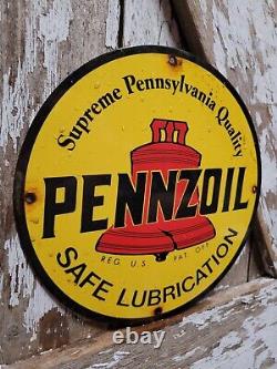 Vintage Pennzoil Porcelain Sign Lubrication Service Station Oil Garage Gasoline