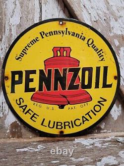 Vintage Pennzoil Porcelain Sign Lubrication Service Station Oil Garage Gasoline