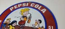 Vintage Pepsi Cola Sign Beverage Dennis the Menace Porcelain Gas Pump Sign