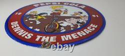 Vintage Pepsi Cola Sign Beverage Dennis the Menace Porcelain Gas Pump Sign
