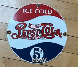 Vintage Pepsi Porcelain Sign Beverage Drink Cola Gas Service Sign 12