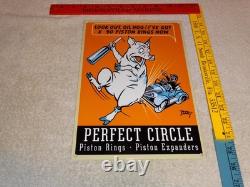 Vintage Perfect Circle Piston Rings & Expanders Pig +car 12 Metal Gasoline Sign