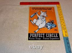 Vintage Perfect Circle Piston Rings & Expanders Pig +car 12 Metal Gasoline Sign