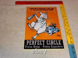 Vintage Perfect Circle Piston Rings & Expanders Pig +car 12 Metal Gasoline Sign