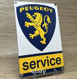 Vintage Peugeot Service Porcelain Sign Moped Scooter Bike Gas Station Pump Plate