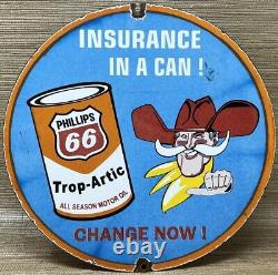 Vintage Phillips 66 Trop Artic Porcelain Sign Gas Station Oil Motor Oil Gasoline
