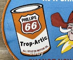 Vintage Phillips 66 Trop Artic Porcelain Sign Gas Station Oil Motor Oil Gasoline