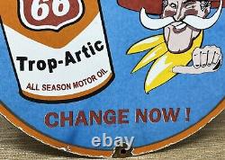 Vintage Phillips 66 Trop Artic Porcelain Sign Gas Station Oil Motor Oil Gasoline