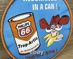 Vintage Phillips 66 Trop Artic Porcelain Sign Gas Station Oil Motor Oil Gasoline