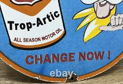 Vintage Phillips 66 Trop Artic Porcelain Sign Gas Station Oil Motor Oil Gasoline