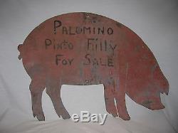 Vintage Pig Breeders Painted Folk Art Sheet Metal Sign