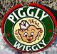 Vintage Piggly Wiggly Sign Grocery Store Gas Advertisin Porcelain Service Sign