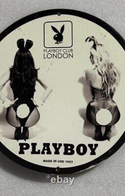 Vintage Playboy Club Spiceit Up Porcelain Pinup Bunny Girl Gas Oil Magazine Sign