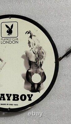 Vintage Playboy Club Spiceit Up Porcelain Pinup Bunny Girl Gas Oil Magazine Sign