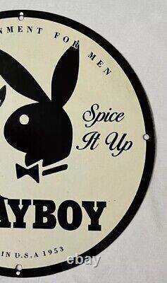 Vintage Playboy Club Spiceit Up Porcelain Pinup Bunny Girl Gas Oil Magazine Sign