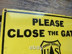 Vintage Please Close The Gate Forest Porcelain Gasoline Gas Oil Pump Sign