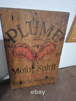 Vintage Plume Motor Spirit Vacuum Oil Company Wooden Sign
