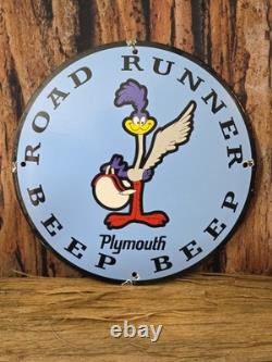 Vintage Plymouth Roadrunner Porcelain Sign 12