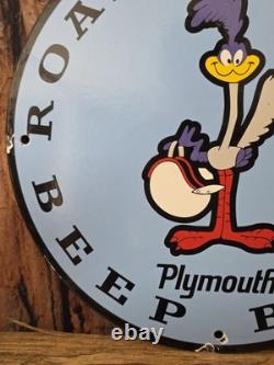 Vintage Plymouth Roadrunner Porcelain Sign 12