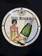 Vintage Pol Roger Champagne Pinup Girl Porcelain Gas Oil Brewery Drink Sale Sign