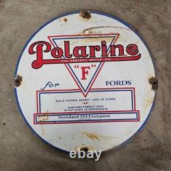 Vintage Polarine F Fords Old Us Gasoline Oil Gas Pump Enamel Porcelain Sign