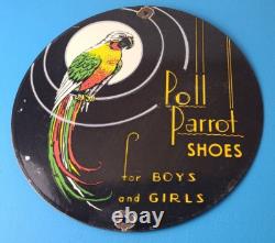 Vintage Poll Parrot Shoes Sign Porcelain General Store Gas Service Pump Sign