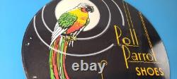 Vintage Poll Parrot Shoes Sign Porcelain General Store Gas Service Pump Sign