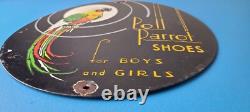 Vintage Poll Parrot Shoes Sign Porcelain General Store Gas Service Pump Sign
